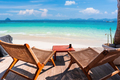 Empty beach chair with tropical beach and sea view, Summer vacation and Travel concept - PhotoDune Item for Sale