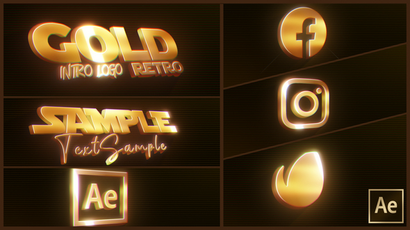 Gold Retro Logo Intro