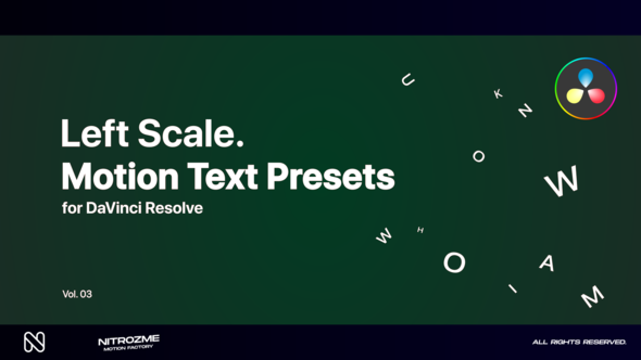 Left Scale Motion Text Presets Vol. 03 for DaVinci Resolve