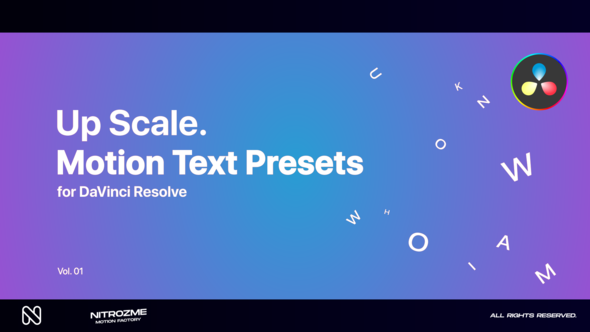 Up Scale Motion Text Presets Vol. 01 for DaVinci Resolve