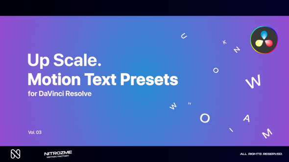 Up Scale Motion Text Presets Vol. 03 for DaVinci Resolve