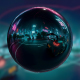 Full 360 degrees seamless spherical panorama equirectangular projection of Cyberpunk Night City - 3DOcean Item for Sale