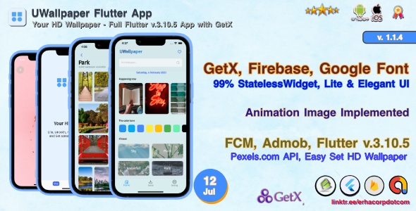 UWallpaper – HD Wallpaper Full Flutter App with Animation | GetX | Google Admob | Pexels