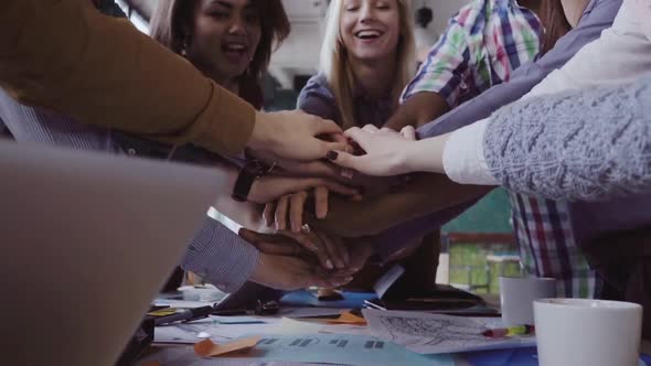 Close-up View of Young Business Team Working Near the Table