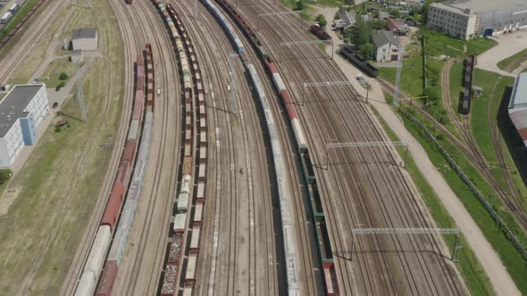Train Freight Cargo Station with Multiple Train Tracks