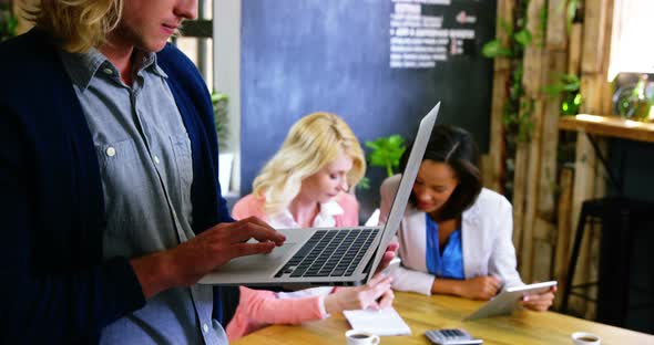 Young man using laptop