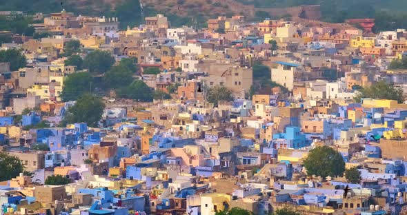 Houses of Famous Jodhpur the Blue City and Birds, View From Mehrangarh Fort, Rajasthan, India