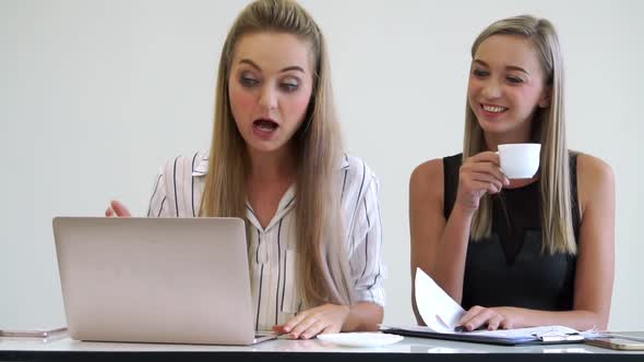 Blonde Business Woman Working at Modern Office