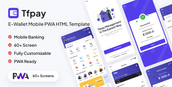 Tfpay | E-Wallet Mobile PWA HTML Template