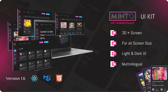 Minto – ReactJs NFT Marketplace UI kit