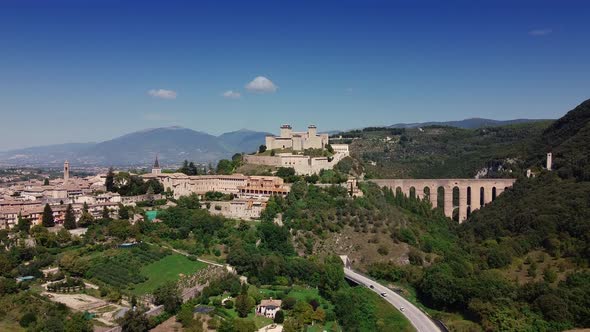 Old City Aerial Landscape with Old Castle in Summer