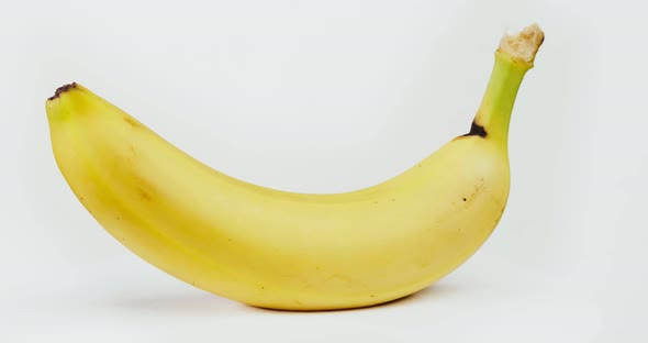 Close-up of Yellow Banana Isolated on White Background