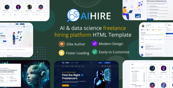 Aihire - AI & Data Science Freelance Hiring Platform HTML Template