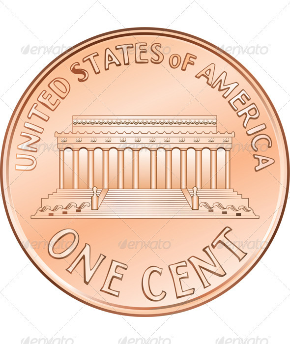 Vector American coin one cent, penny