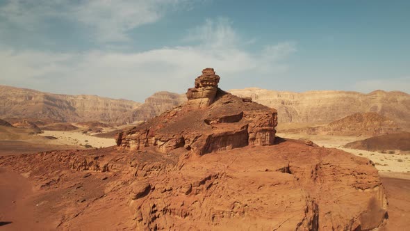 Aerial drone shot of beautiful and colorful desert National Nature Park Timna, Southern Israel.