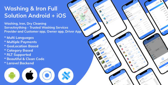 clothes washing and laundry multi-vendor full app solution android + ios (Laundry Wala) Ionic 7