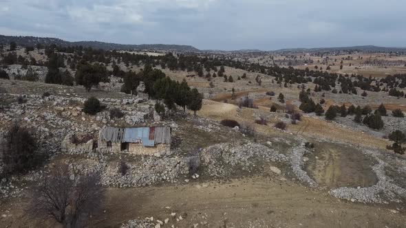 Alone House Outside the City with Nostalgic Stone Walls