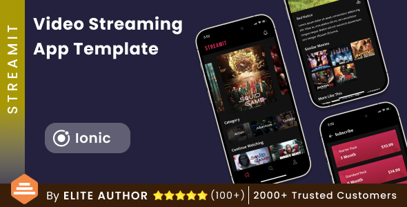 Movie Series Video Streaming Android App Template + Video Streaming iOS App Template in Ionic