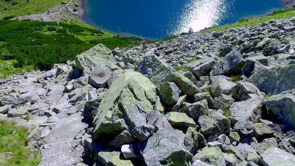 Top view of Czarny Staw Gasienicowy in summer, Tatra Mountains, Poland