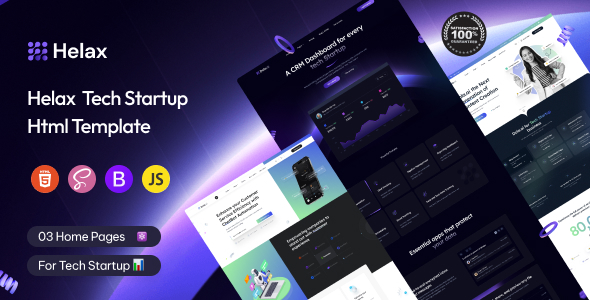 Helax - Tech Startup Landing Page Html Template