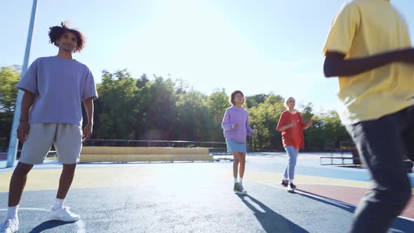 Group of teens having fun