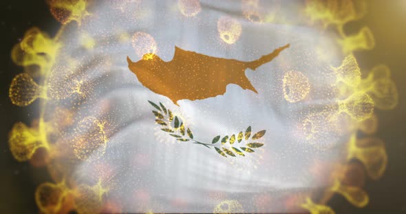 Cyprus Flag With Coronavirus Microbe Centered 4K