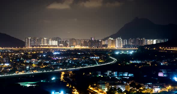 Timelapse of thunderstorm in the city at night