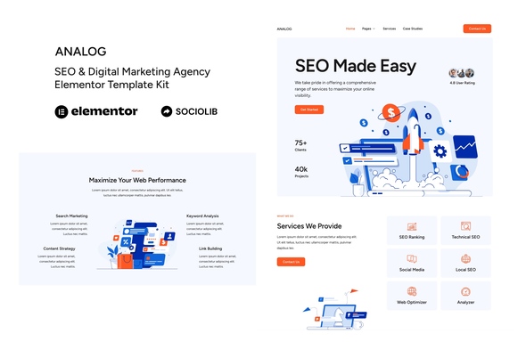 Introducing Analog: Elevate Your Online Presence with SEO & Digital Marketing Agency Elementor Template Kit