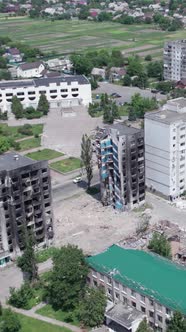 Vertical Video of War in Ukraine  Destroyed House