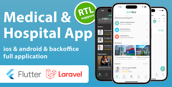 Flutter PublMed Hospital & Medical Mobile App with Admin Panel | Flutter & Laravel 9