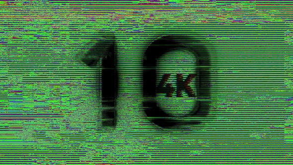 4k Digital Glitch Countdown 10 To 1