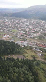 Vertical Video Village in the Carpathian Mountains in Autumn