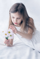 Close up portrait of a beautiful caucasian girl in a white dress  - PhotoDune Item for Sale