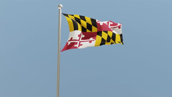 Maryland flag on flagpole.