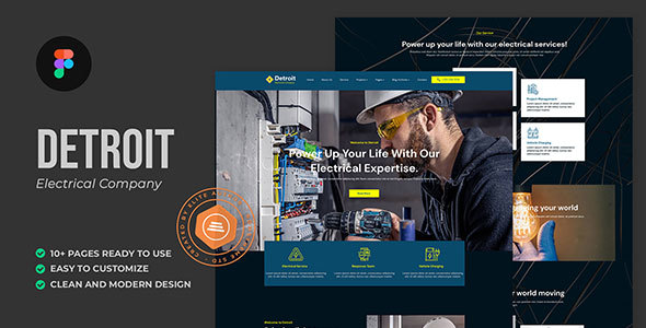 Detroit – Electrical Company Figma Template – 0 Sold!