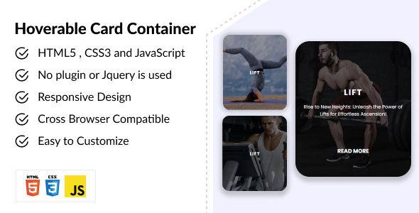 Hoverable Card Container - HTML CSS JAVASCRIPT