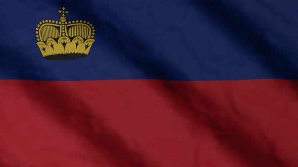 Liechtenstein flag waving in the wind.