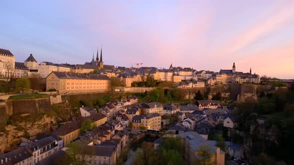 Luxembourg grund drone footage at sunrise