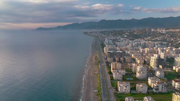 Colorful City Aerial View 4 K Alanya Turkey