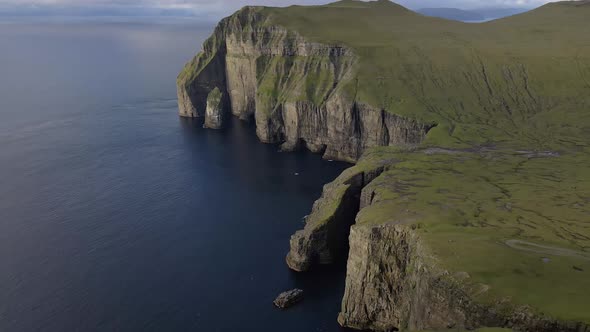 Drone Over Coastline With Asmundarstakkur Sea Stack