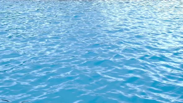 Pure Blue Water in the Swimming Pool with Light Reflections