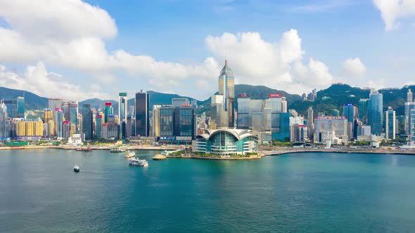 Victoria Harbour in Hong Kong. hyper lapse in hong kong city.