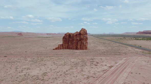 Aerial view of orange large sandstone rock formation and desert. American nature landscape, Rock Poi