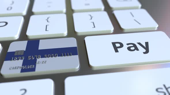 Bank Card Featuring Flag of Finland As a Key on a Keyboard alt
