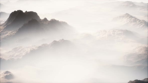 Distant Mountain Range and Thin Layer of Fog on the Valleys