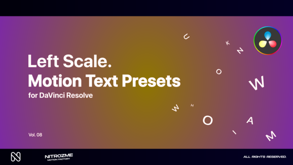 Left Scale Motion Text Presets Vol. 08 for DaVinci Resolve
