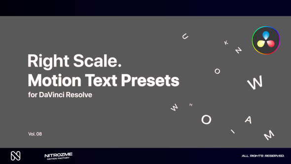 Right Scale Motion Text Presets Vol. 08 for DaVinci Resolve