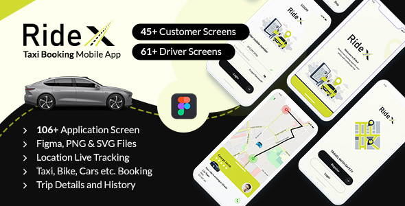 RideX Taxi Booking Sketch Mobile App