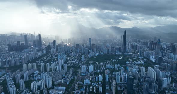 Aerial footage of modern apartment buildings in shenzhen, China