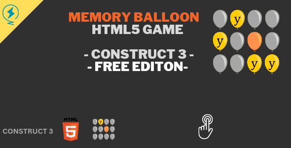 MEMORY BALLOONS - HTML5 GAME - CONSTRUCT 3 - FREE EDITION